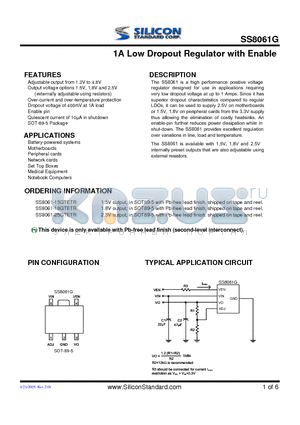 SS8061-15GTETR datasheet - 1A Low Dropout Regulator with Enable