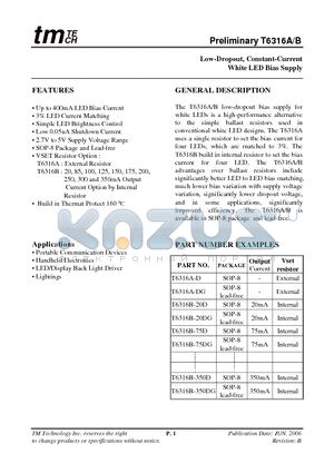 T6316A-DG datasheet - Low-Dropout, Constant-Current White LED Bias Supply