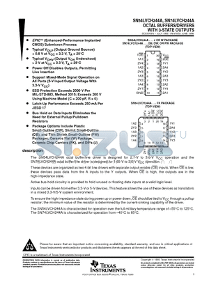 SN54LVCH244AW datasheet - OCTAL BUFFERS/DRIVERS WITH 3-STATE OUTPUTS