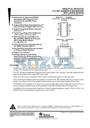 SN54LVT125 datasheet - 3.3-V ABT QUADRUPLE BUS BUFFERS WITH 3-STATE OUTPUTS