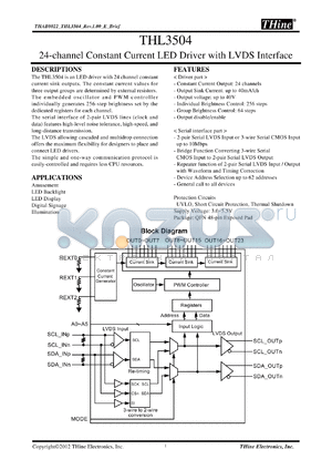 T6333A datasheet - The T6333A is a continuous mode inductive step-down converter, designed for driving single or multiple series connected LEDs efficiently from a voltage source higher than  the LED voltage.