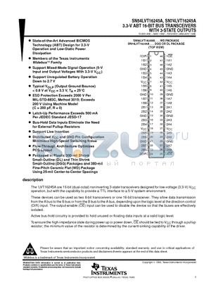 SN54LVT16245A datasheet - 3.3-V ABT 16-BIT BUS TRANSCEIVERS WITH 3-STATE OUTPUTS