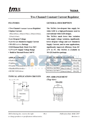 T6336A datasheet - Two Channel Constant Current Regulator