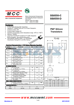 SS8550-D datasheet - PNP Silicon Transistors