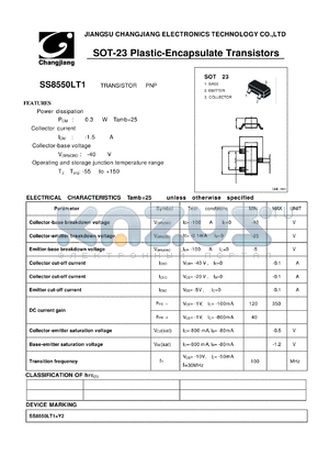 SS8550LT1-SOT-23 datasheet - TRANSISTOR PNP 