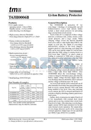 T63H0006B-BX datasheet - Li-Ion Battery Protector