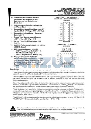 SN54LVT244B datasheet - 3.3-V ABT OCTAL BUFFERS/DRIVERS WITH 3-STATE OUTPUTS