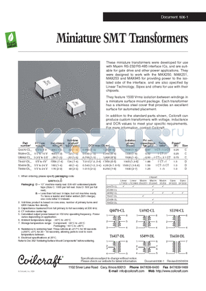 T6437-DL datasheet - Miniature SMT Transformers