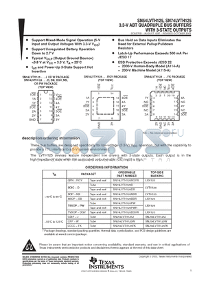 SN54LVTH125J datasheet - 3.3-V ABT QUADRUPLE BUS BUFFERS WITH 3-STATE OUTPUTS