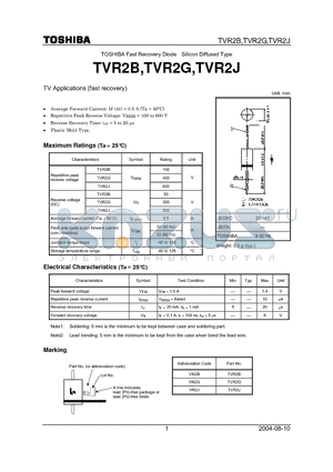 TVR2B datasheet - TV Applications (fast recovery)