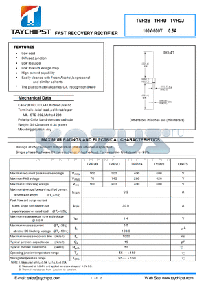 TVR2B datasheet - FAST RECOVERY RECTIFIER