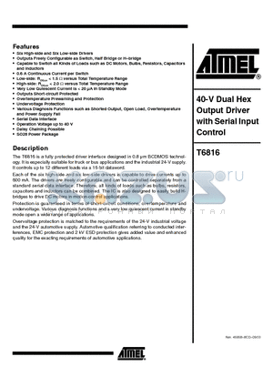 T6816-TIQ datasheet - 40-V Dual Hex Output Driver with Serial Input Control