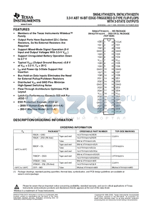 SN54LVTH162374 datasheet - 3.3-V ABT 16-BIT EDGE-TRIGGERED D-TYPE FLIP-FLOPS WITH 3-STATE OUTPUTS