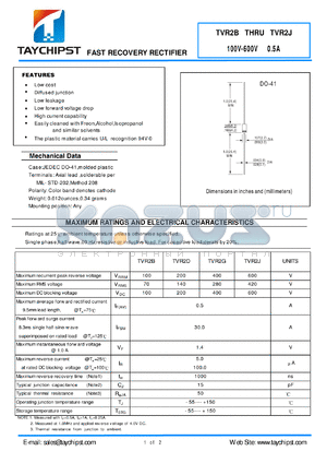 TVR2G datasheet - FAST RECOVERY RECTIFIER