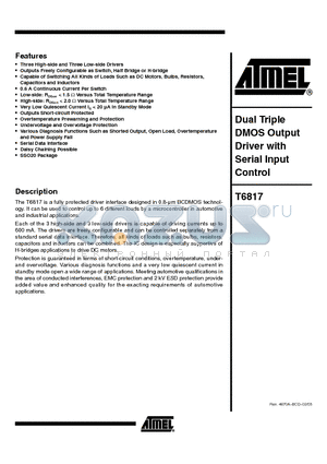 T6817 datasheet - Dual Triple DMOS Output Driver with Serial Input Control