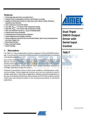 T6817-TKSY datasheet - Dual Triple DMOS Output Driver with Serial Input Control