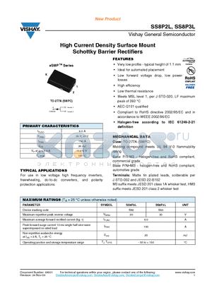 SS8P2L datasheet - High Current Density Surface Mount Schottky Barrier Rectifiers