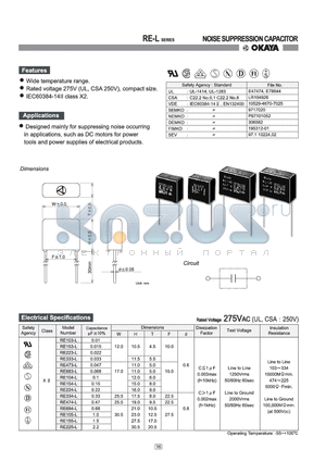 RE224-L datasheet - NOISE SUPPRESSION CAPACITOR