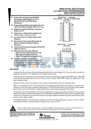 SN54LVTH240J datasheet - 3.3-V ABT OCTAL BUFFERS/DRIVERS WITH 3-STATE OUTPUTS