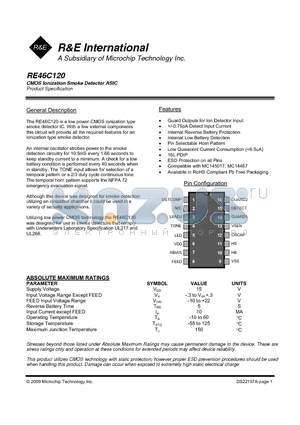 RE46C112 datasheet - Ionization Smoke Detector IC