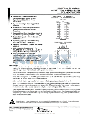 SN54LVTH540 datasheet - 3.3-V ABT OCTAL BUFFERS/DRIVERS WITH 3-STATE OUTPUTS