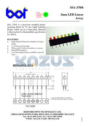 SSA-370 datasheet - 3mm LED Linear Array