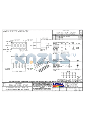 SSA-LX10GW-GF datasheet - 10 SEGMENT BAR GRAPH, 565nm GREEN CHIPS, LOW PROFILE