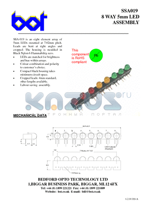 SSA019 datasheet - 8 WAY 5mm LED ASSEMBLY