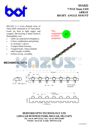 SSA021 datasheet - 7 WAY 5mm LED ARRAY RIGHT ANGLE MOUNT