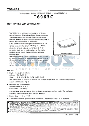 T6963CDS datasheet - TOSHIBA CMOS DIGITAL INTERGRATED CIRCUIT SILICON MONOLITHIC