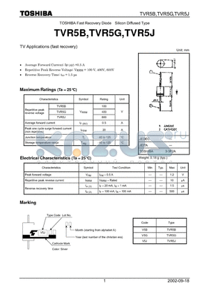 TVR5B datasheet - TOSHIBA Fast Recovery Diode Silicon Diffused Type