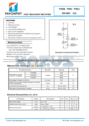 TVR5B datasheet - FAST RECOVERY RECTIFIER