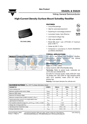 SSA23L-E3/5AT datasheet - High-Current Density Surface Mount Schottky Rectifier
