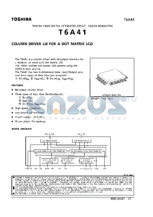 T6A41 datasheet - COLUMN DRIVER LSI FOR A DOT MATRIX LCD