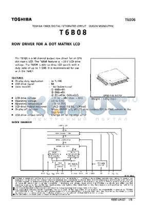 T6B08 datasheet - CMOS DIGITAL INTEGRATED CIRCUIT (ROW DRIVER FOR A DOT MATRIX LCD)