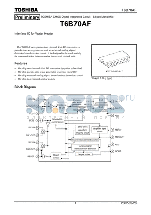 T6B70AF datasheet - Interface IC for Water Heater