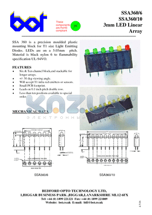 SSA360 datasheet - 3mm LED Linear Array