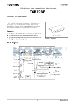 T6B70BF datasheet - TOSHIBA CMOS Digital Integrated Circuit Silicon Monolithic