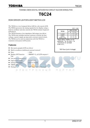 T6C24 datasheet - ROW DRIVER LSI FOR A DOT MATRIX LCD