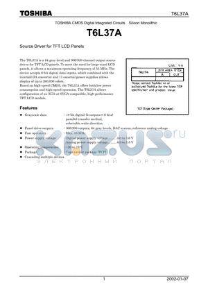 T6L37A datasheet - Source Driver for TFT LCD Panels