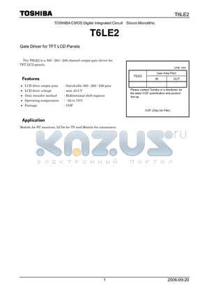 T6LE2 datasheet - Gate Driver for TFT LCD Panels