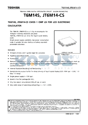 T6M14S datasheet - CMOS 1 CHIP LSI FOR LCD ELECTRONIC CALCULATOR