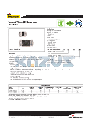 TVSA02V05C004 datasheet - Transient Voltage ESD Suppressor