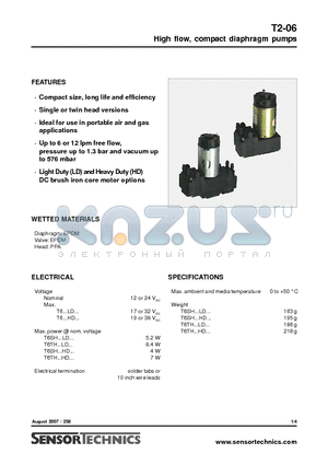 T6SHSHD121EEA datasheet - High flow, compact diaphragm pumps