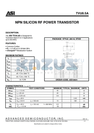 TVU0.5A datasheet - NPN SILICON RF POWER TRANSISTOR