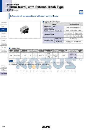SSAC120100 datasheet - 1.5mm-travel, with External Knob Type