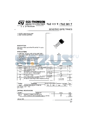 TLC221T datasheet - SENSITIVE GATE TRIACS