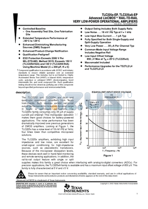 TLC2252-EP datasheet - Advanced LinCMOS RAIL-TO-RAIL VERY LOW-POWER OPERATIONAL AMPLIFIERS