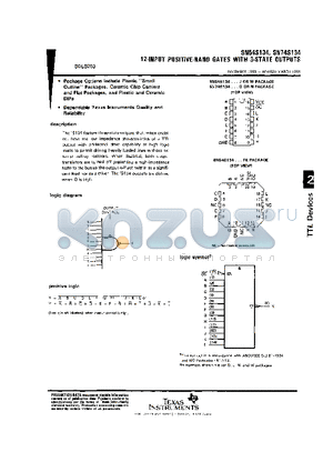 SN54S134 datasheet - 12-INPUT POSITIVE-NAND GATES WITH 3-STATE OUTPUTS