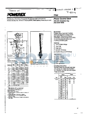 T7000830 datasheet - Phase Control SCR (250-350 Amperes 200-2200 Volts)